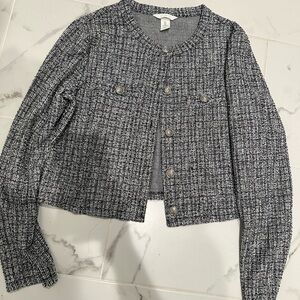 H&M Black and Gray Tweed Blazer
